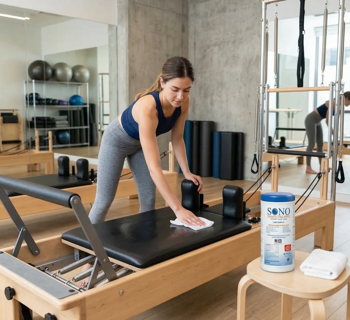 Reformer carriage and headrest