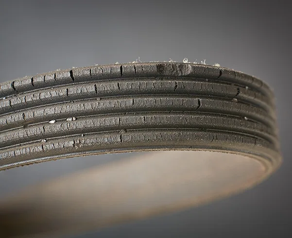 worn v-belt pulley groove